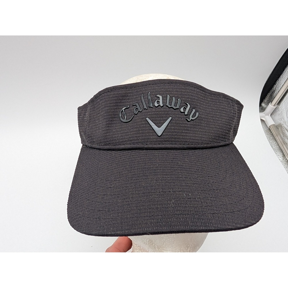 Callaway Golf Visor Adjustable Hat Black Textured Fabric Raised Logo